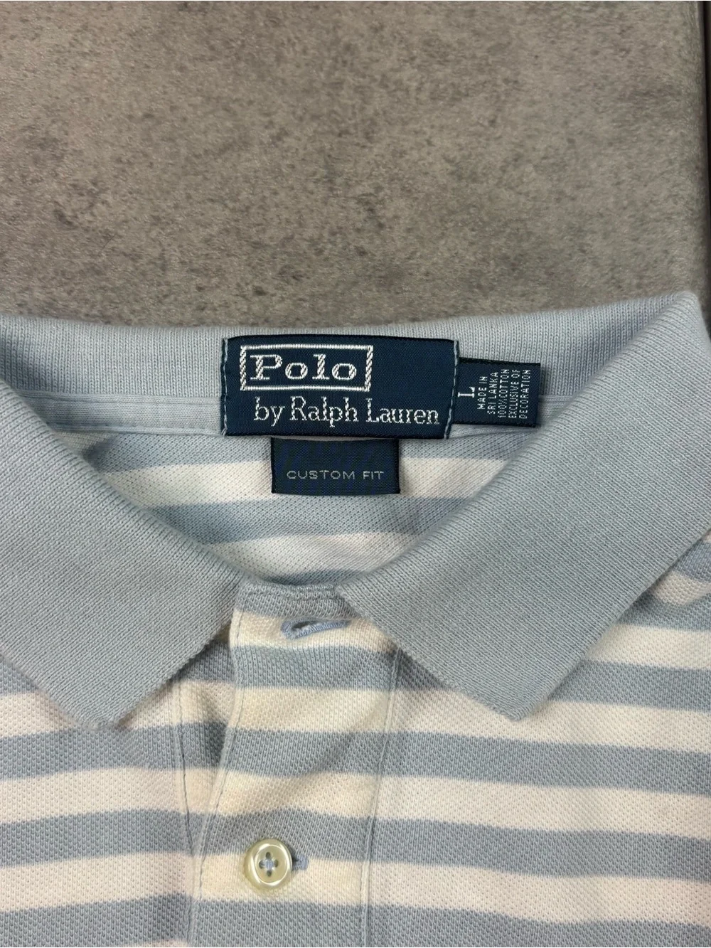 Blue and white striped polo by ralph lauren polo shirt